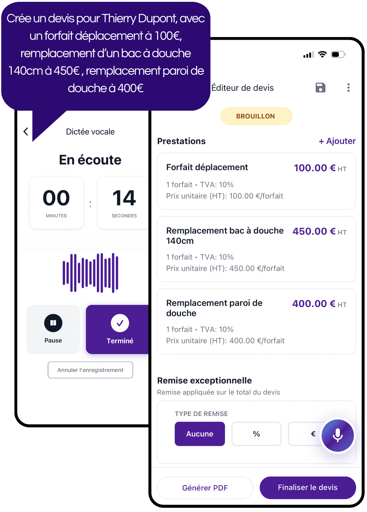 Création de devis avec Ovocio